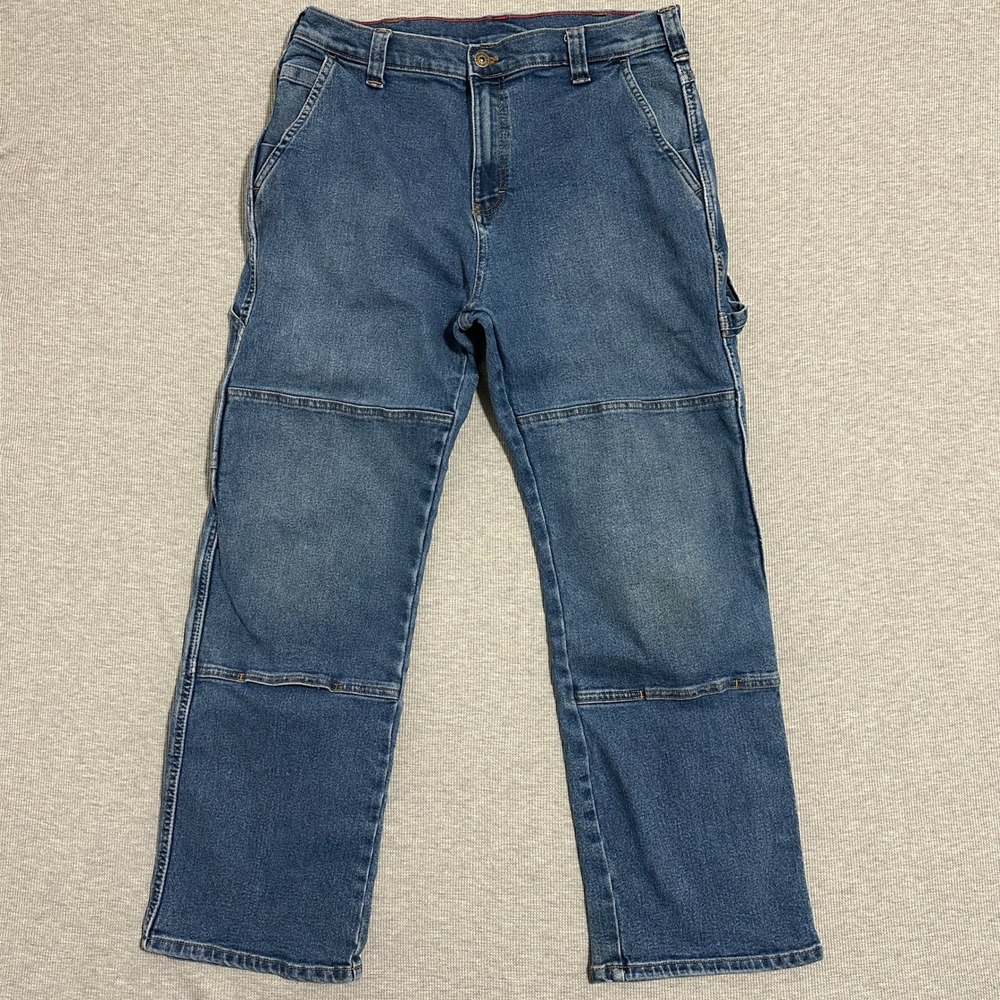 Dickies Mens Double Knee Carpenter Jeans Denim Stretch Utility Pants Blue 34x30